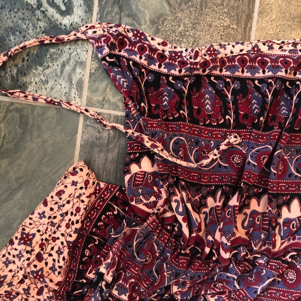 Vintage Indian Block Print Wrap Skirt - Picture 9 of 10